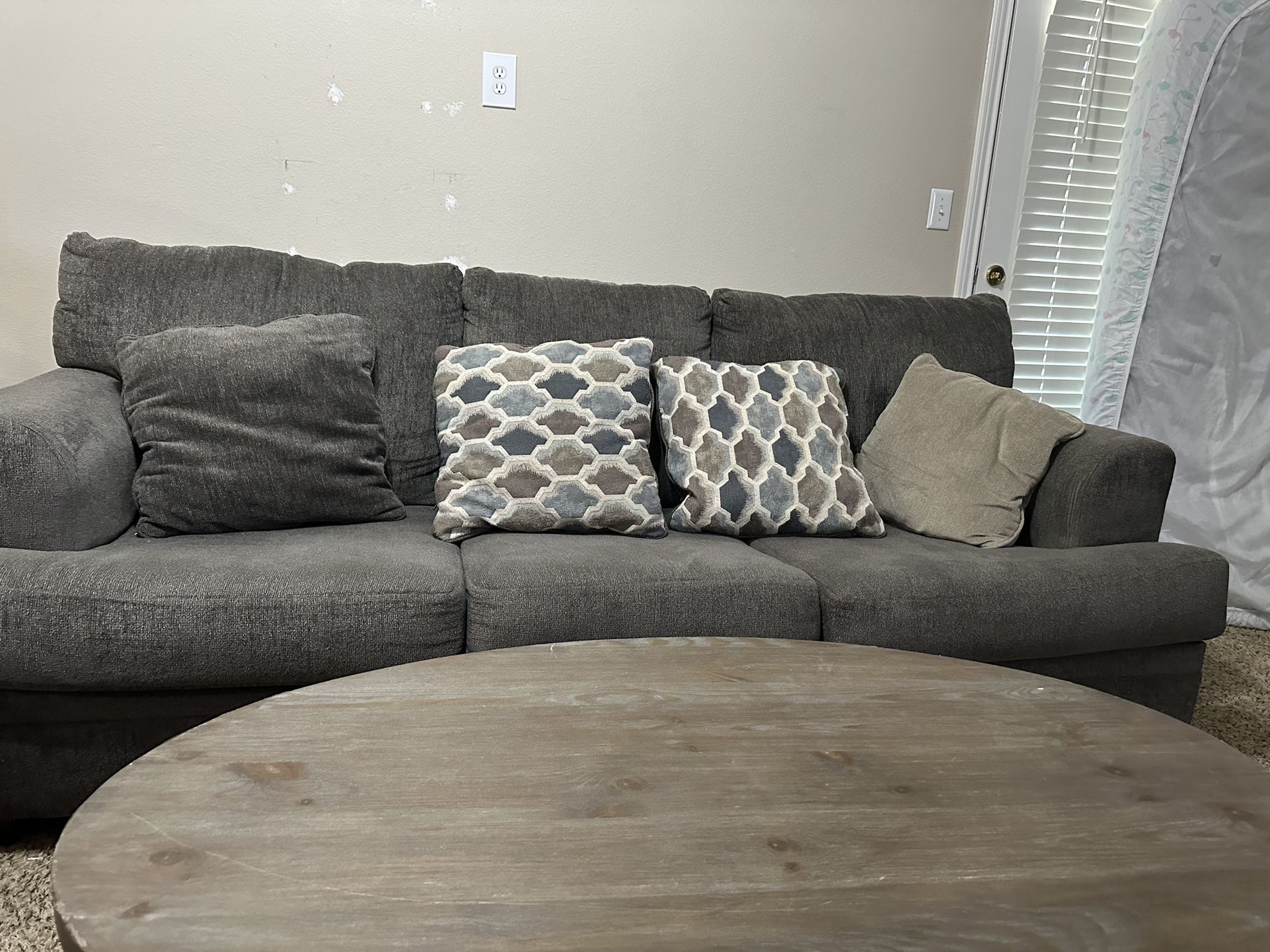 Full-Size Sofa, Loveseat, Center Table and two end Tables