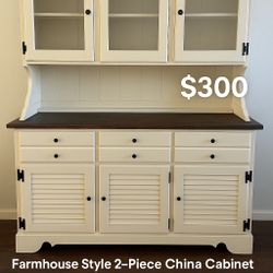 Farmhouse China Cabinet – 2-Piece Hutch – $300