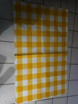 Yellow and white rug
