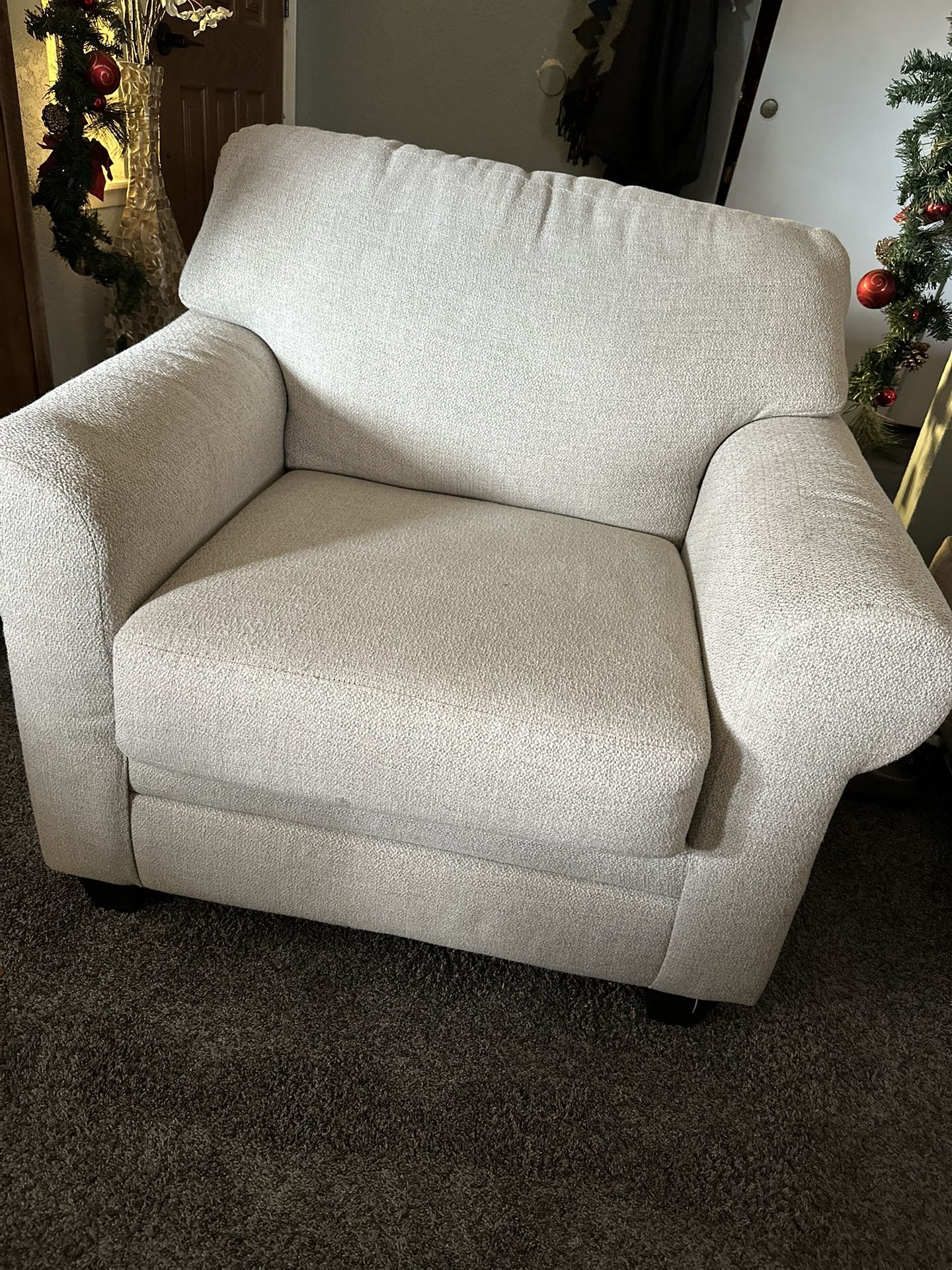 Beige/cream Colored Chair And Ottoman