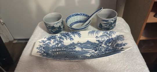 Blue and White Porcelain Serving Set