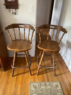 Solid Wood SWIVEL Bar Stools - Kitchen Island 30” Height