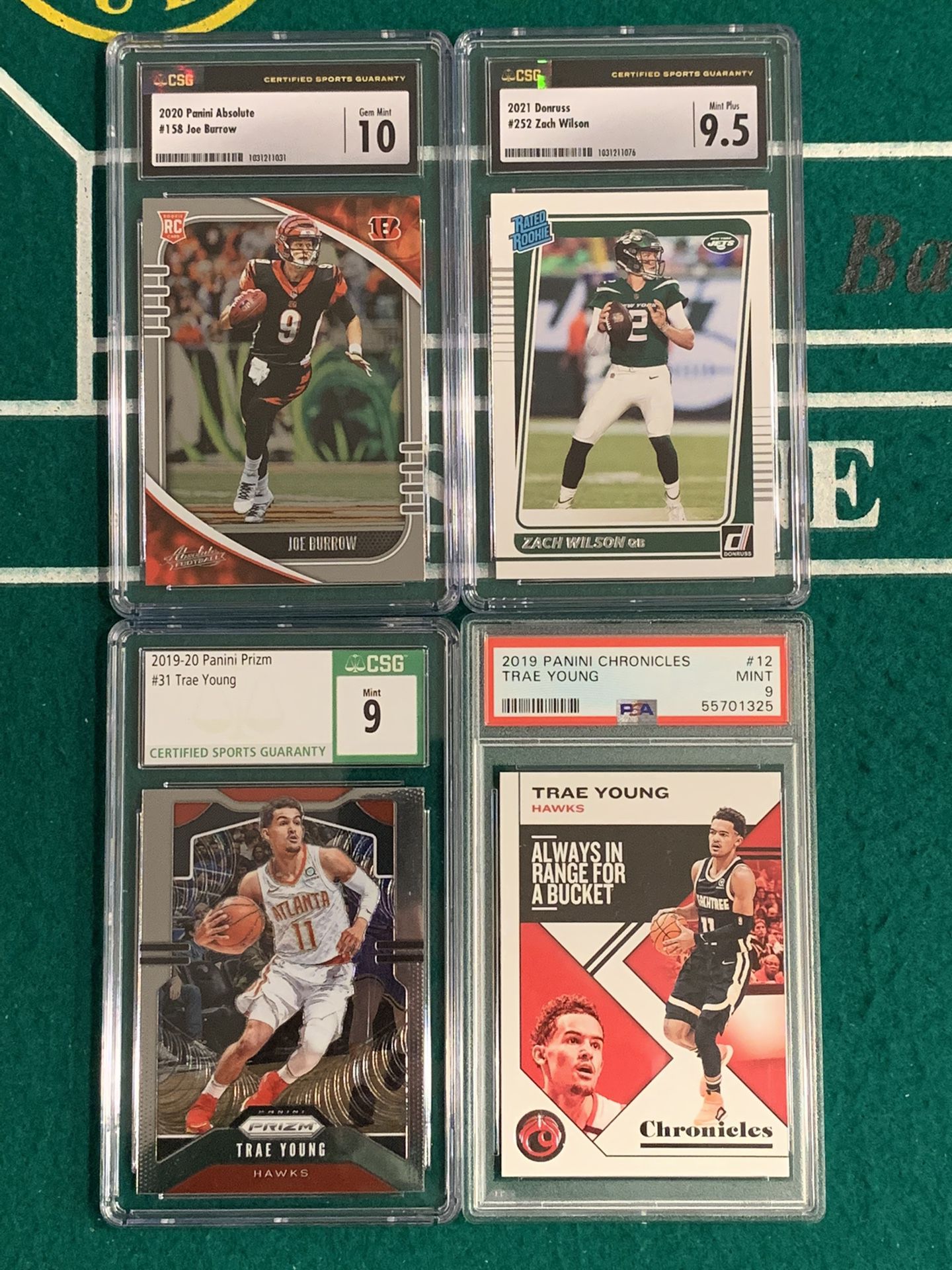 Lot Of 4!!! Trae Young, Joe Burrow, And Zach Wilson Cards!!!