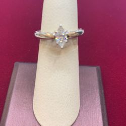 14 K w Gold Markee Diamond Ring 0.53 Ct Diamond Solitaire 