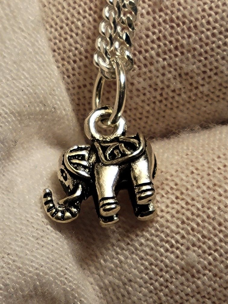 .925 Elephant Pendant / Charm Solid Sterling Silver Stamped