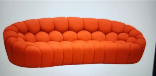Red Bubble Tufted Curved Sofa
