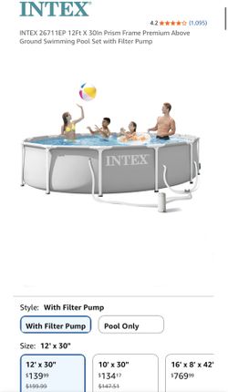 INTEX 26711EP 12Ft X 30ln Prism Frame Premium Above Ground Swimming Pool Set with Filter Pump