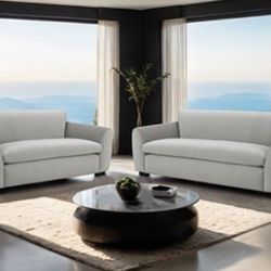 Brand New Light Grey Velvet Modern Style Sofa & Loveseat 