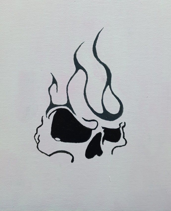 Zkull 💀 &Smoke Tattoo Flash Style Painting 