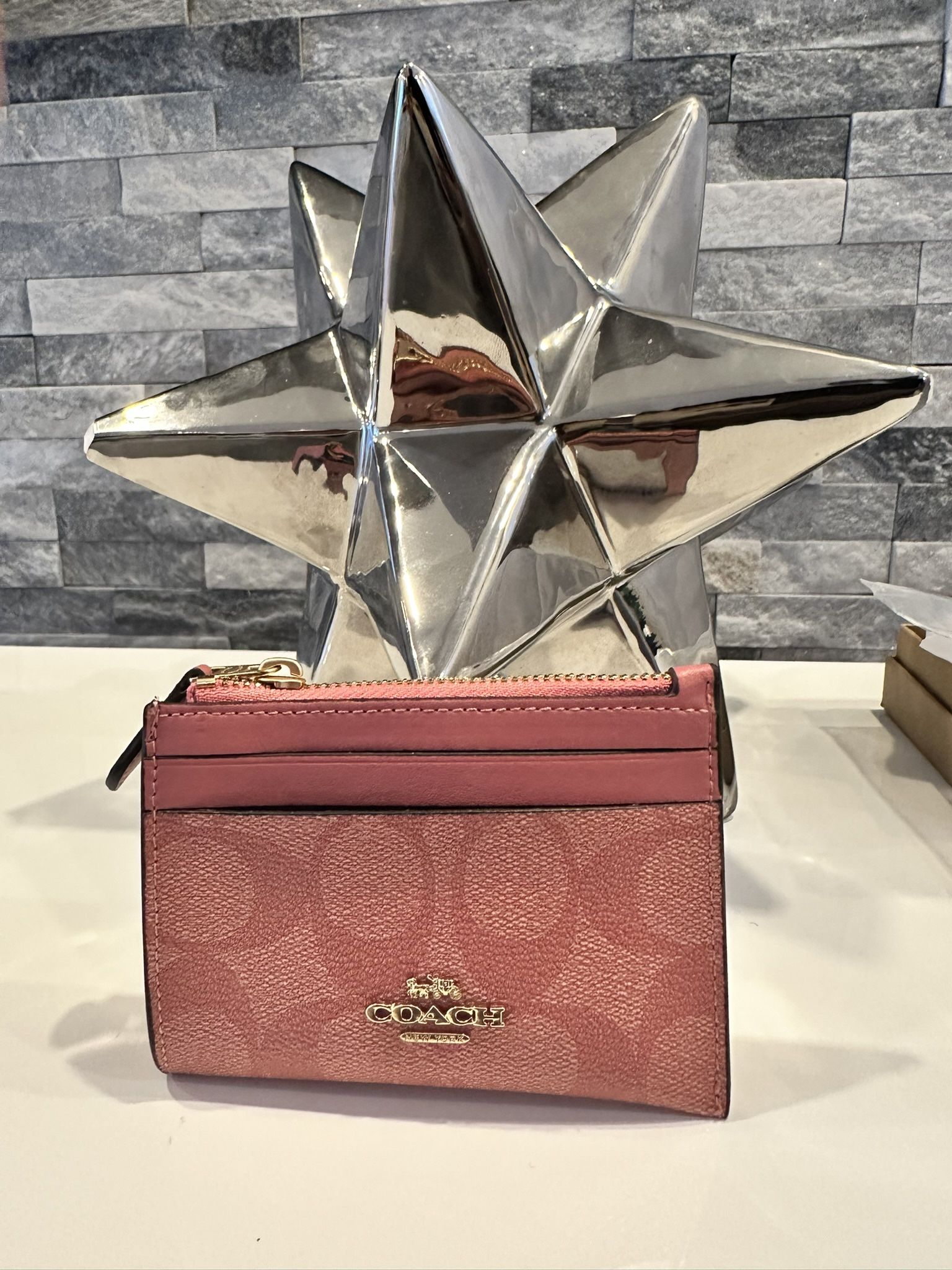 COACH - Mini Skinny Women's Leather ID/Card Coin Case Key Wallet