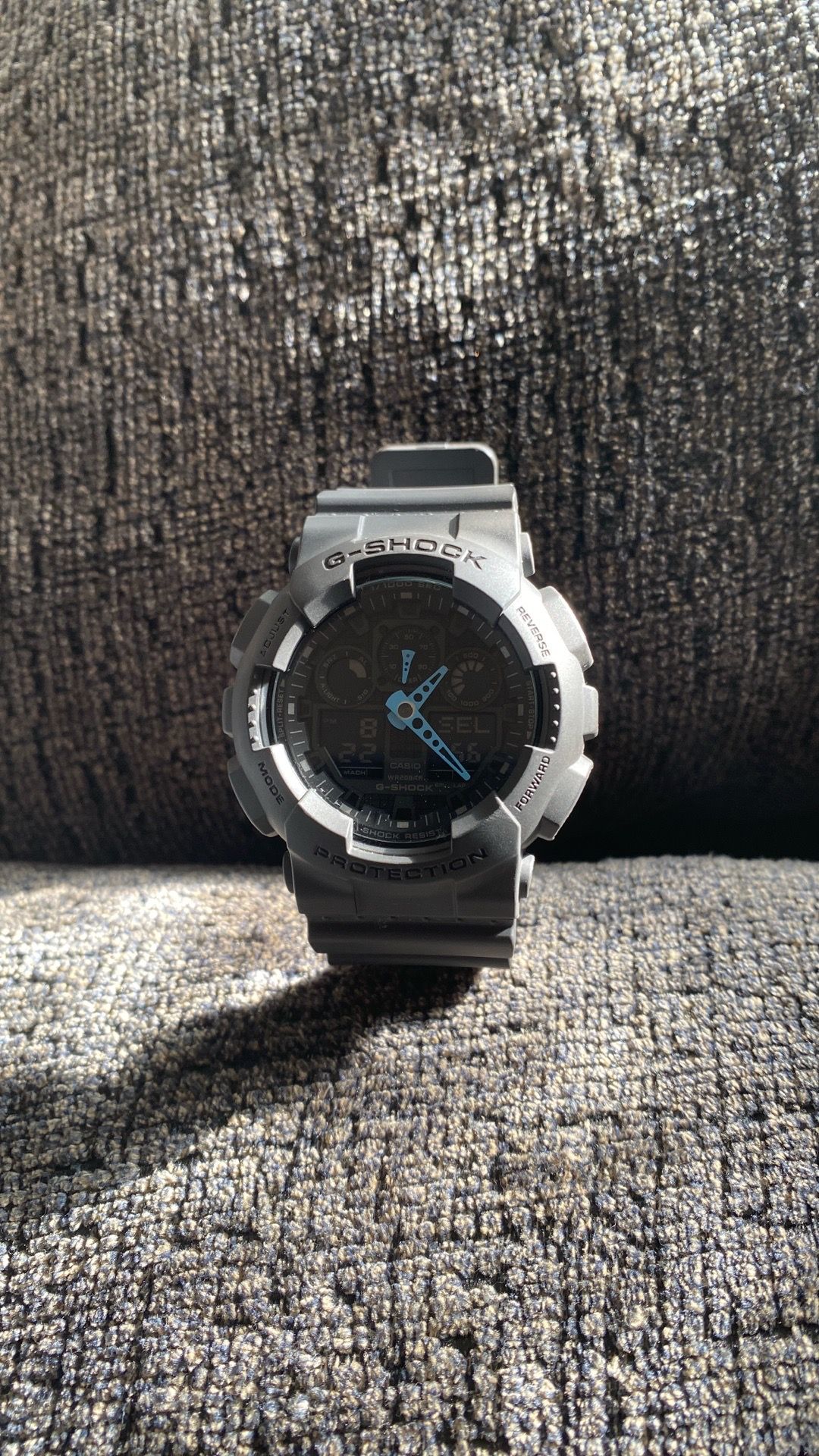 G-Shock Watch Black/Gray Blue Hands Excellent Condition