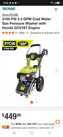 Ryobi 3100 PSI Gas Pressure Washer