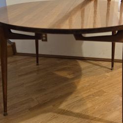 Mid Century Round Dining Table With 2 Leaves