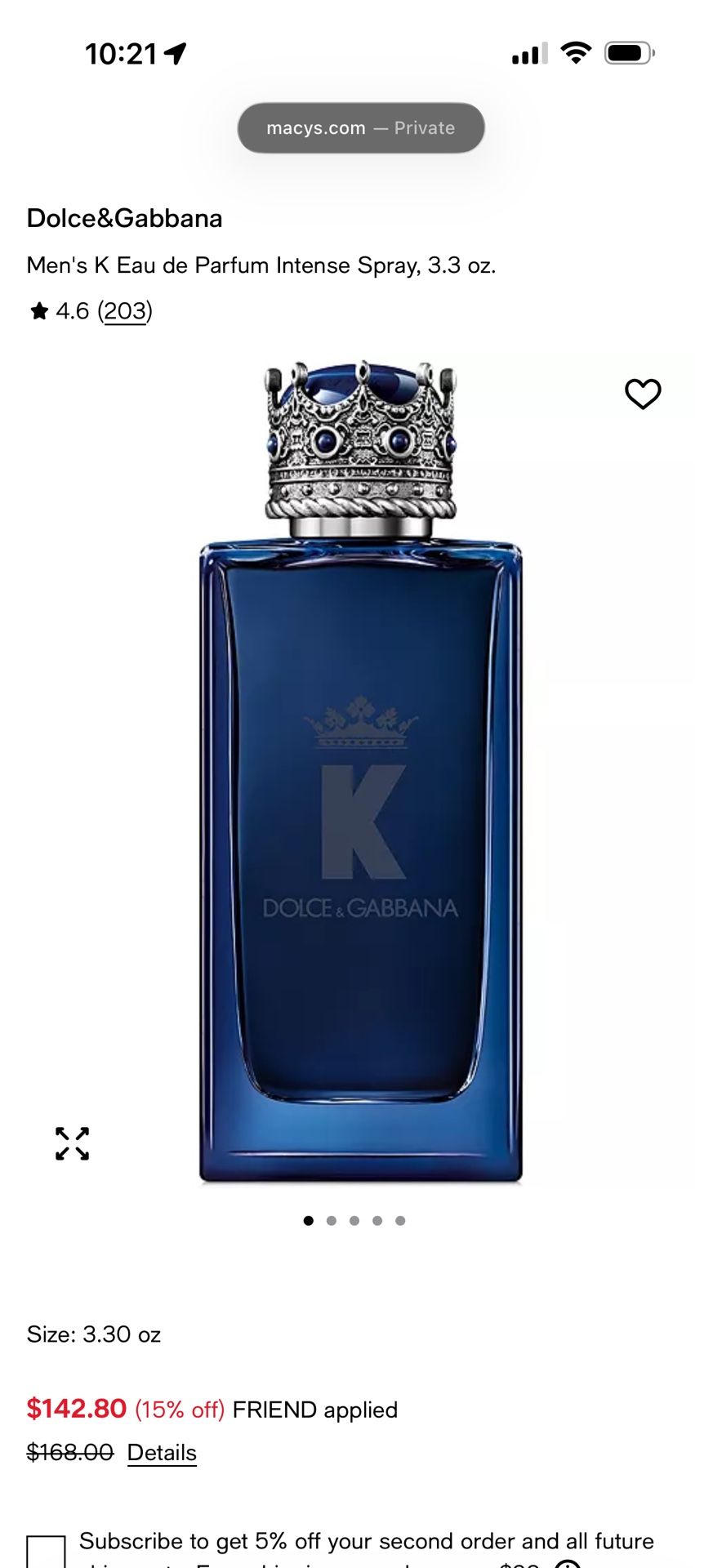 Dolce&Gabbana “K” Intense Mens Cologne 3.3oz