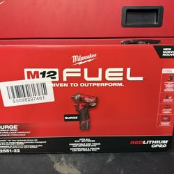 MILWAUKEE M12 FUEL SURGE 12V Lithium-Ion Brushless Cordless 1/4 in. Hex Impact Driver Compact Kit w/Two 2.0Ah Batteries, Bag