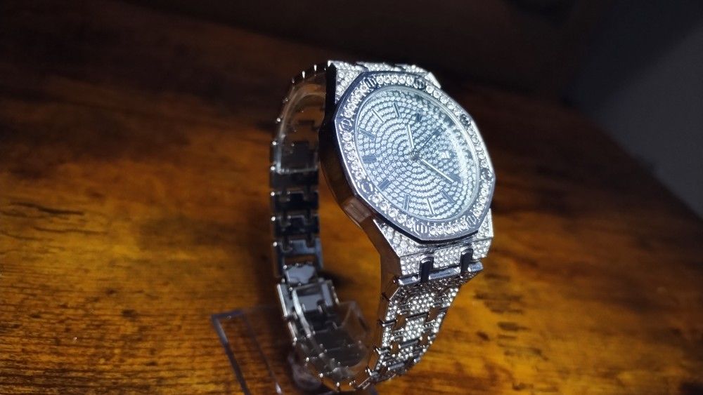 Iced Out Watch And Bracelet Combo