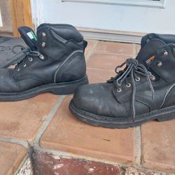 TIMBERLAND STEEL TOE LEATHER WORK BOOTS SIZE 10 IN GOOD CONDITION 