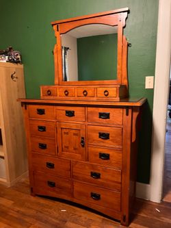 Mission Style Dresser with Mirror