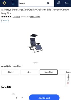 Mainstays extra large zero gravity chair with side table and canopy new arrivals