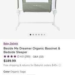 Beside Me Dreamer Bassinet -green Used 2x