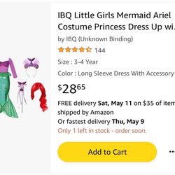Mermaid Costume With Wig, Crown, And Wand 