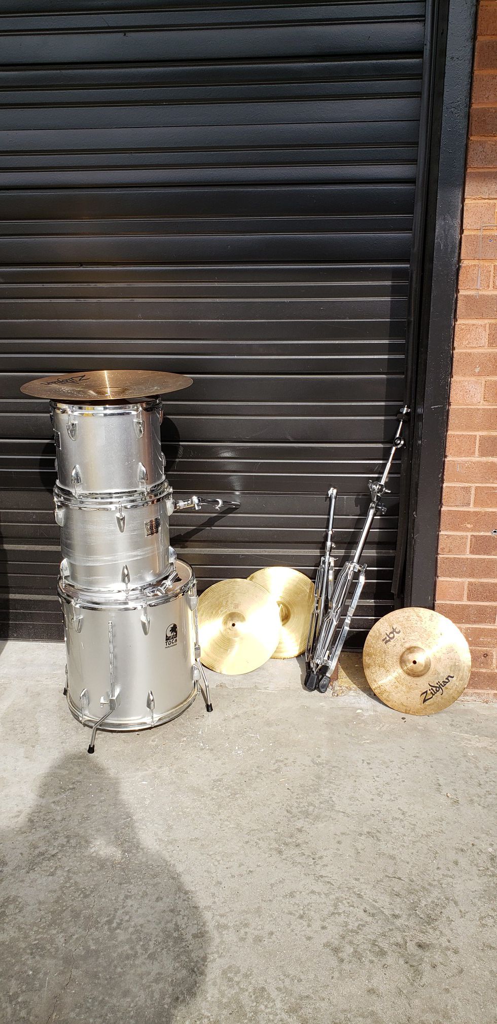 SILVER SPARKLE SET Drum Kits Silver/Gray with Symbols