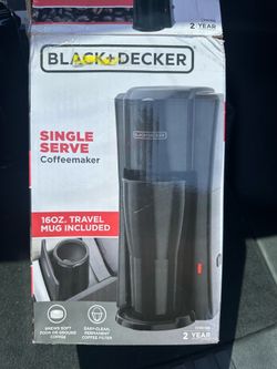 BLACK+DECKER Single Serve Coffee Maker w/ Travel Mug – Open Box