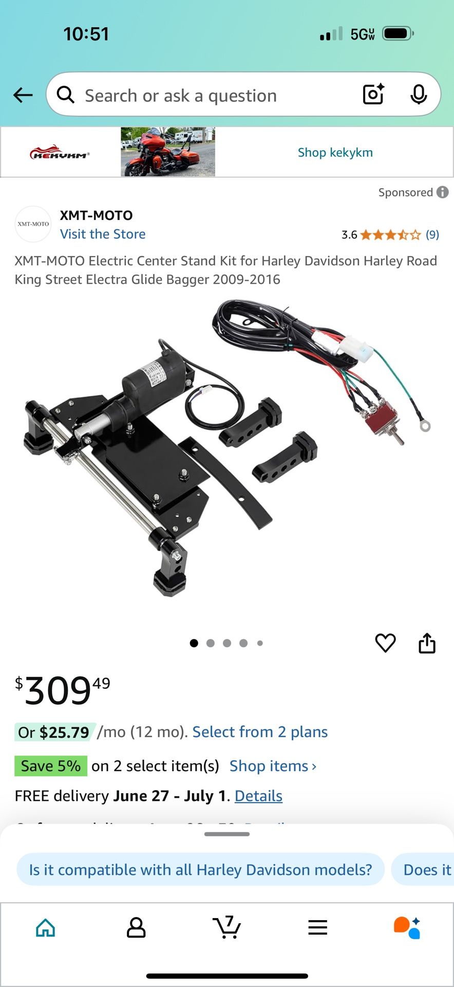 Harley Davidson, electric center stand