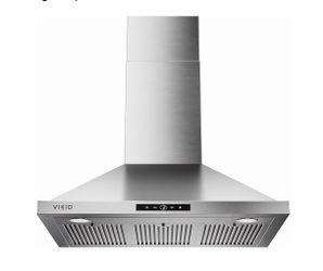 VIKIO HOME Wall Mount Range Hood 36inch, 580 CFM, Ducted/Ductless Convertible, Stainless Steel Kitchen Vent Hood with 3-Speed Fan and LED Lights