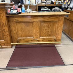 Front Desk / Cashier Counter – Solid Wood (Used in Small Business)