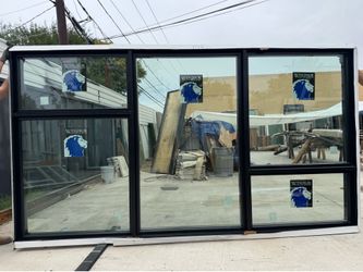 2-unique black modern big picture glass windows 11’x72