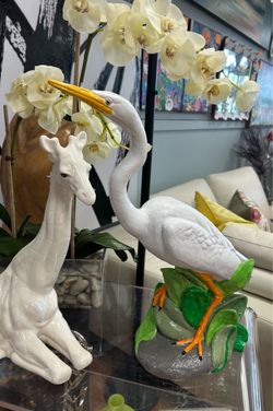18” snowy egret statue