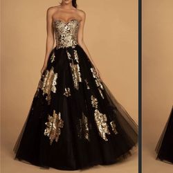 Black and gold party dress