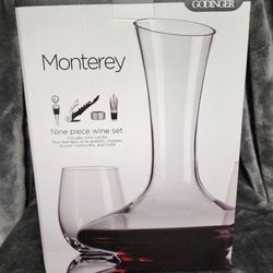 New Godinger Monterey 9-Piece Wine Decanter Set