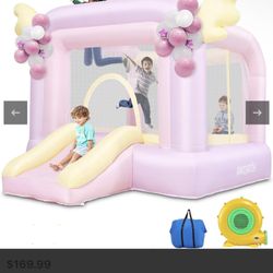 New in box AKEYDIY Bounce House For Kids 3-12, Cotton Candy Inflatable Bouncy Castle With Wings, Amm5195