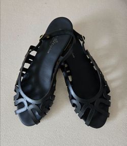 Michele Lopriore Milano black leather cutout slingback sandals EUR 41/US 10
