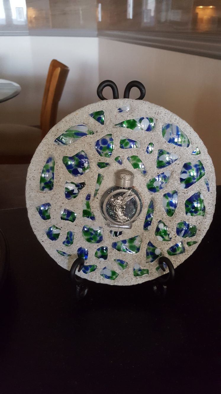 Really nice glass tile piece w/stand for your home or office. Like new been in storage. Only asking 25