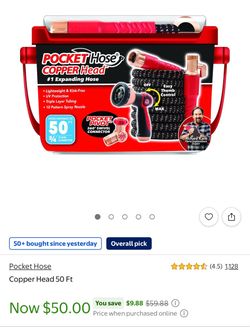 Pocket Hose Copper Head 50 Ft – Expandable Garden Water Hose