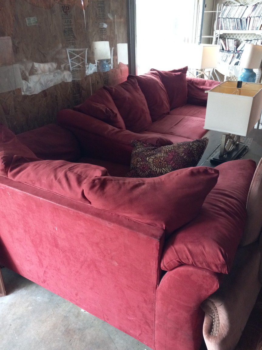 Two Piece Red Couch Set