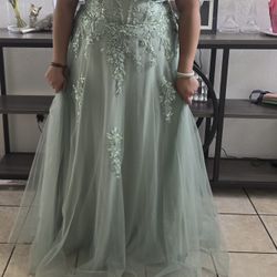 Sage green formal dress