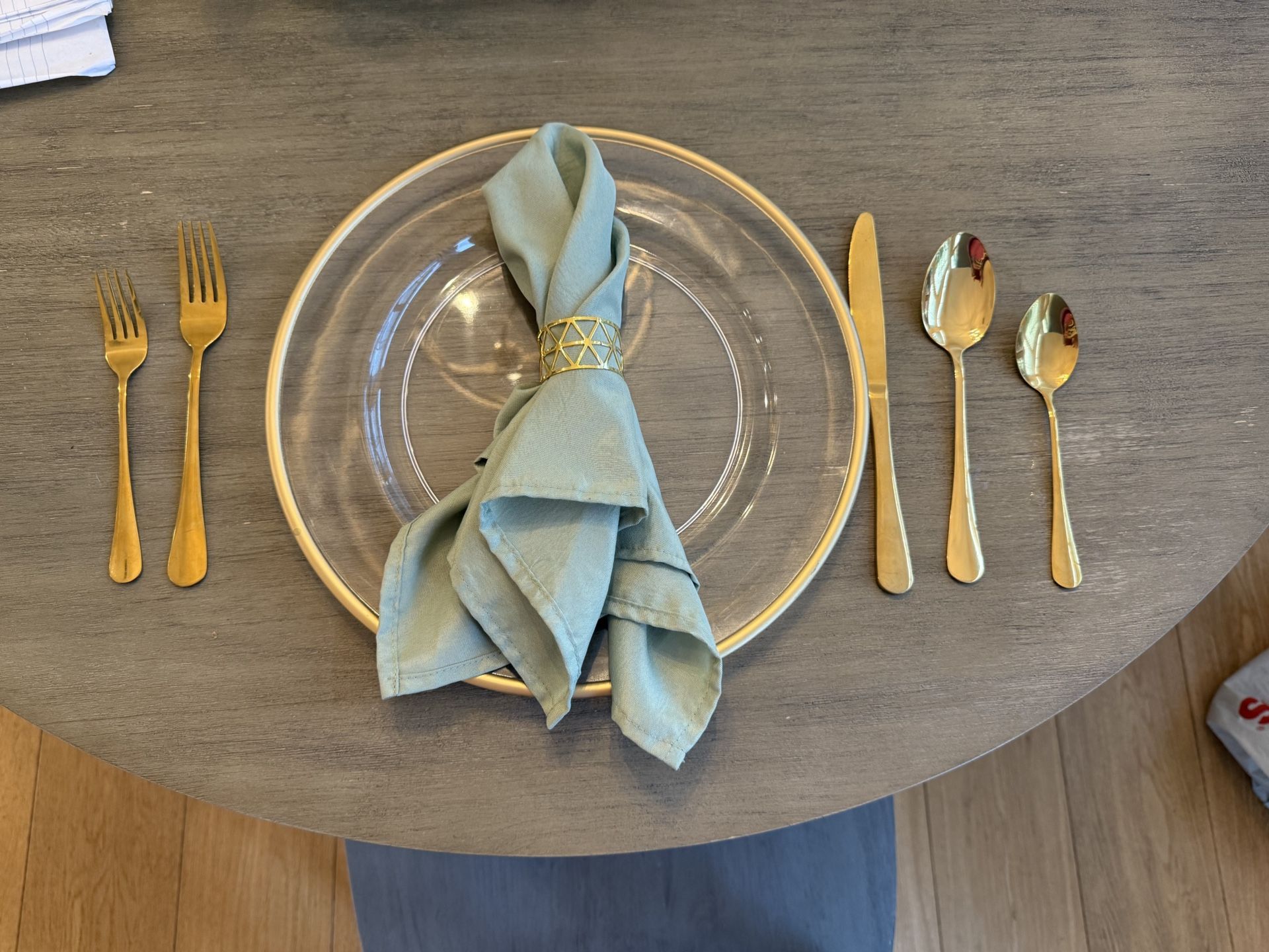 Wedding Gold Place Setting With Napkins