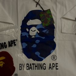 SIZE L BAPE Color Camo By Bathing Ape Tee “White/Blue’