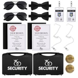 Aoriher Ring Security Wedding Set Include Ring Bearer Box Security Badge Ring Bearer Sunglass Security Earpiece Bow Tie ID Badge Holder with ID Card E