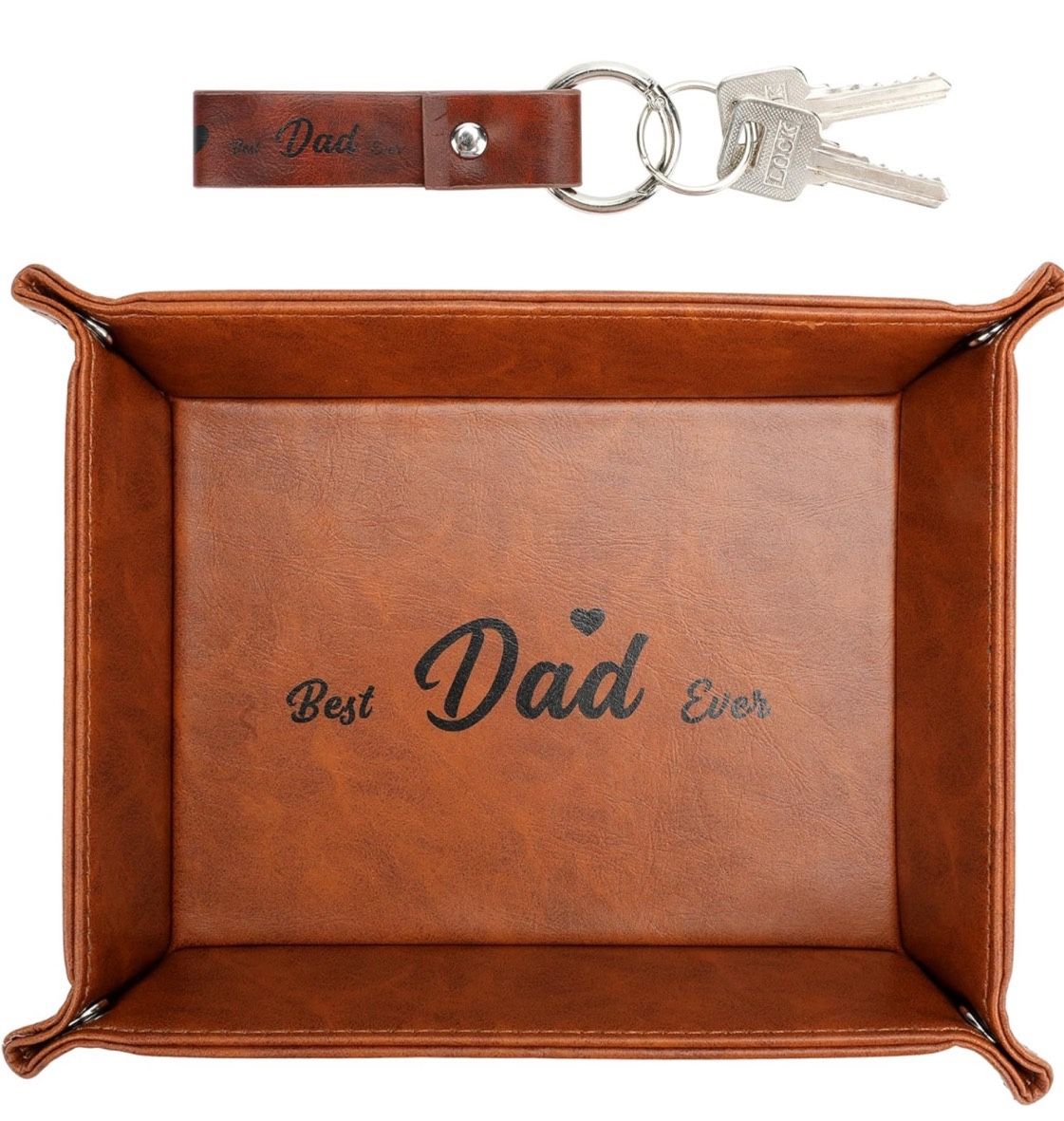 Gifts for Dad from Daughter Son Kids, Best Dad Ever Gifts, Gifts for Dad Who Wants Nothing, Birthday Gifts for Dad Stepdad Husband, PU Leather Valet T