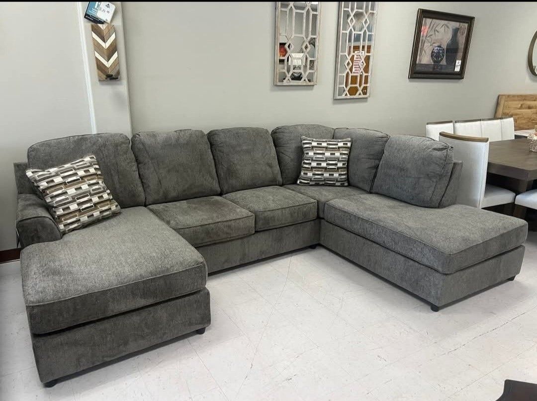 AP🎉 Double Chaise Sectional Couch - Gray // Financing & Delivery 