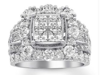 Multi-Stone Diamond Engagement Ring 4 ct tw Princess-cut 14K White Gold