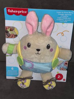 New Fisher Price Soft Learn To Dress Bunny 12 Inches Tall