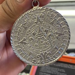 925 Sterling Silver Aztec Mexican Calendar Pendant 