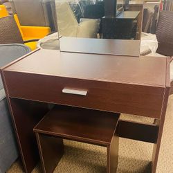 Vanity Table and Stool Set Makeup Dresser Desk