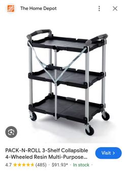 Foldable Three Tier Rolling Cart